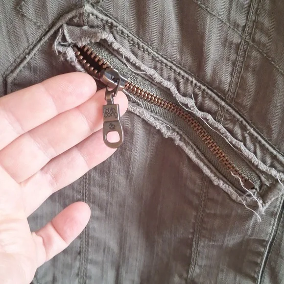 Billabong Olive Green Military Utility Jacket Full Zip Cargo Pockets Medium - Picture 7 of 13